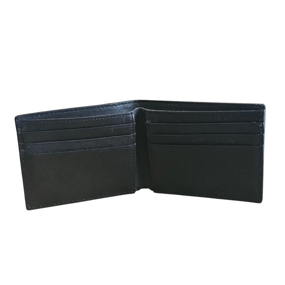 Calvin Klein Slim Mens Bifold Wallet Black Textured Leather Multiple Card Slots - Picture 5 of 9